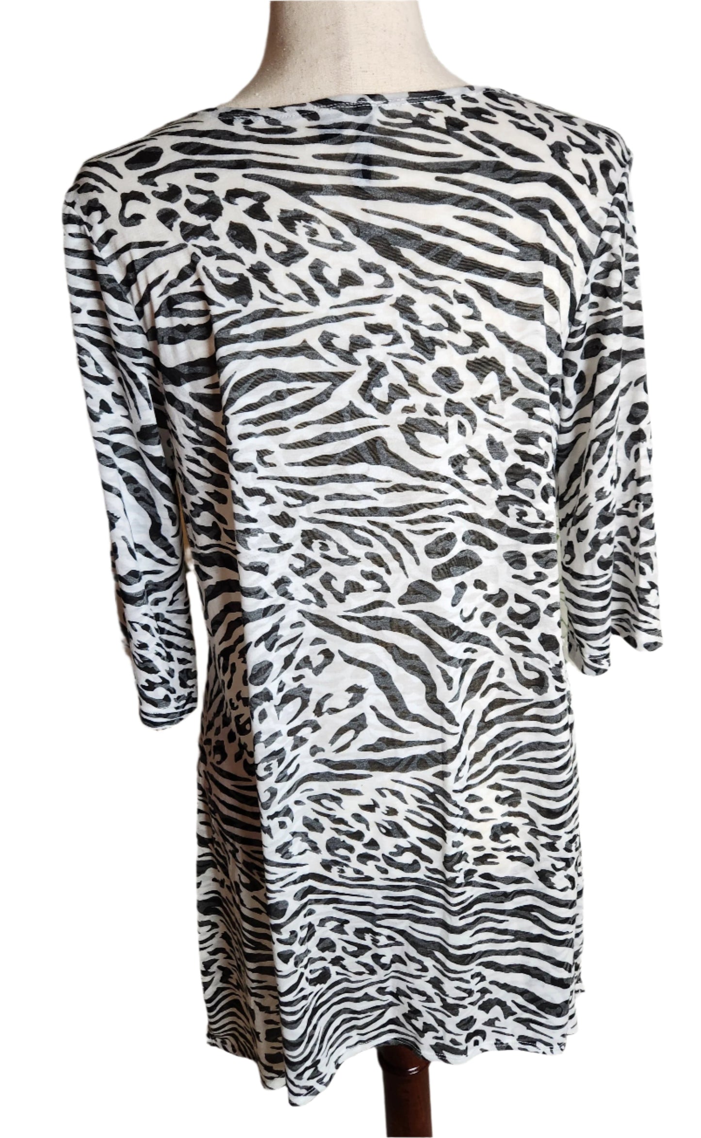 Size S Portocruz Zebra Print Dress w 3/4 Sleeves