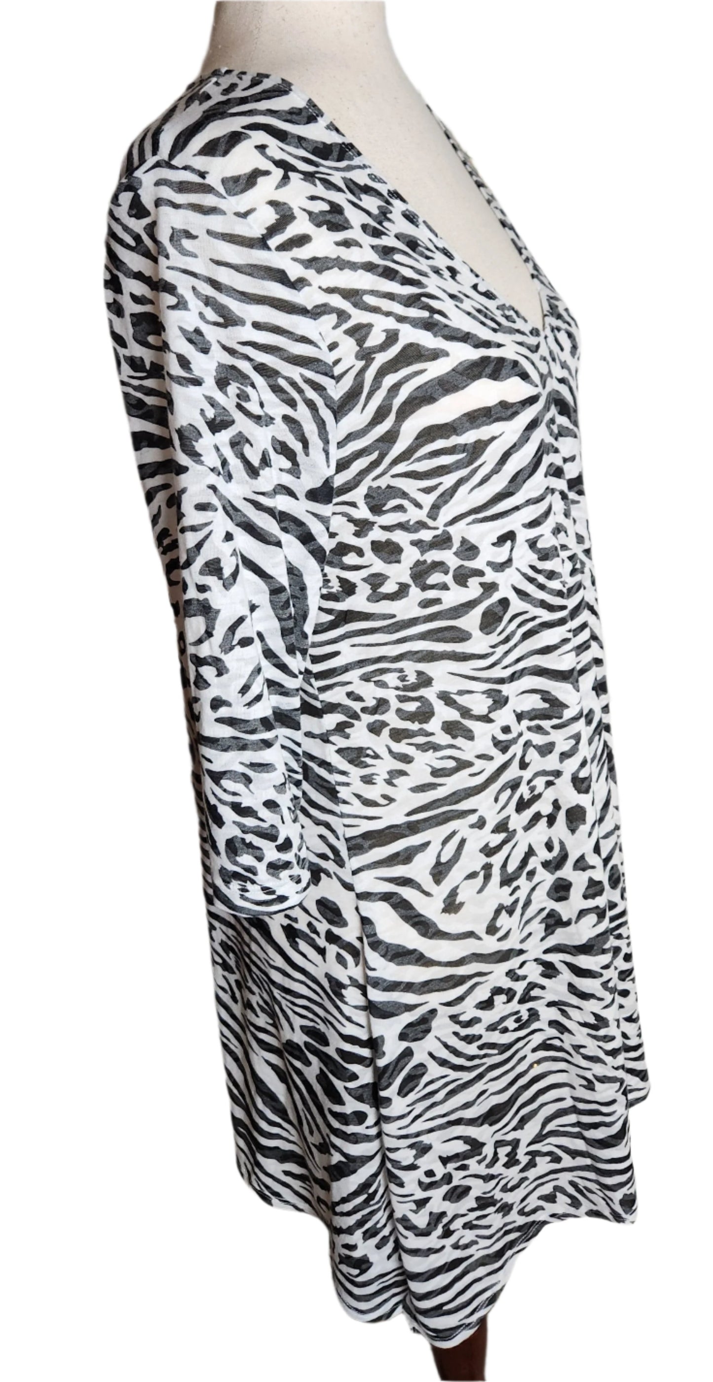 Size S Portocruz Zebra Print Dress w 3/4 Sleeves