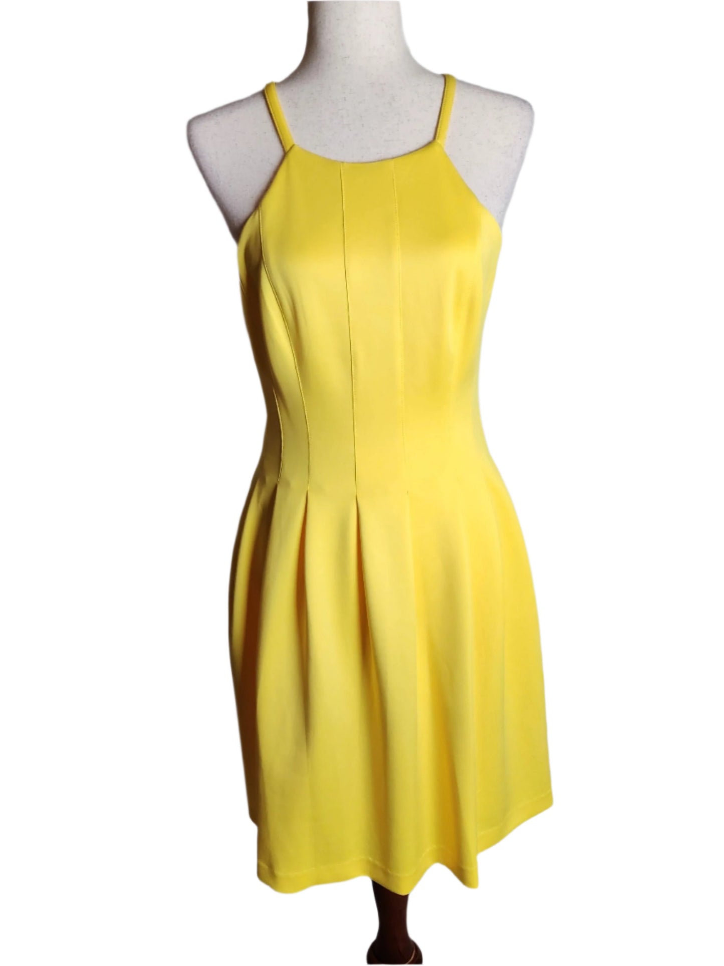 size 6 yellow sleeveless cocktail dress