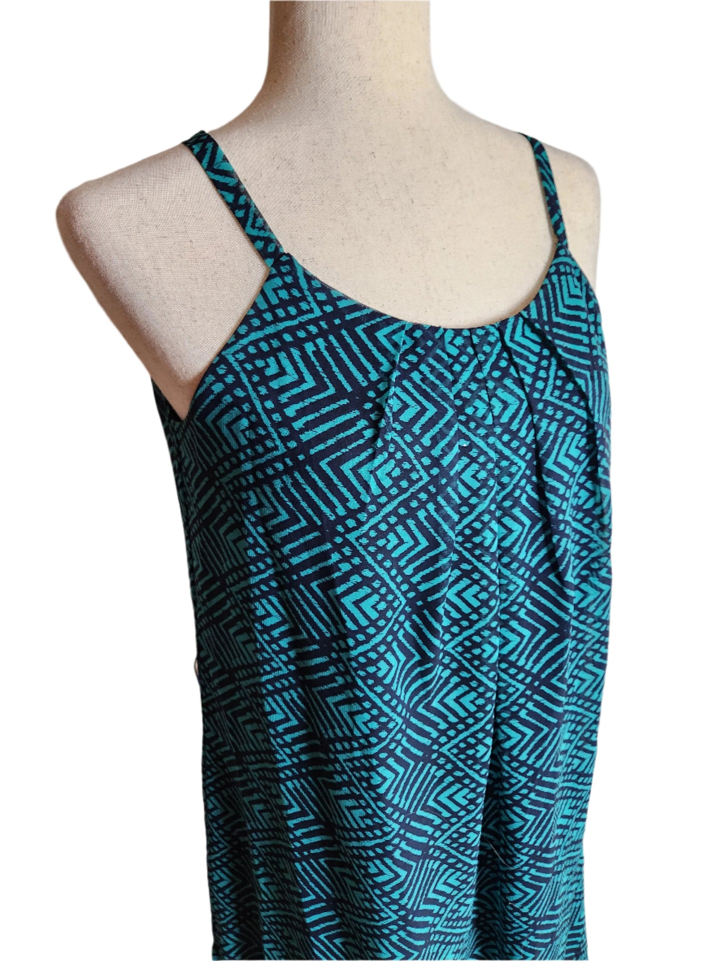 Size L Sweet Storm Turquoise & Navy Dress