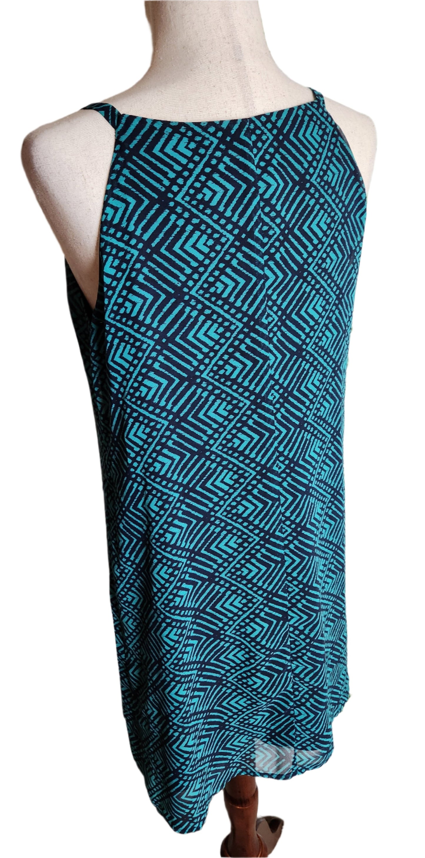Size L Sweet Storm Turquoise & Navy Dress