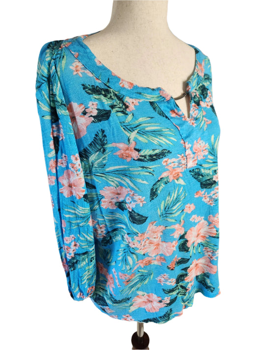 Size XL Bright Floral Top by Palm Grove