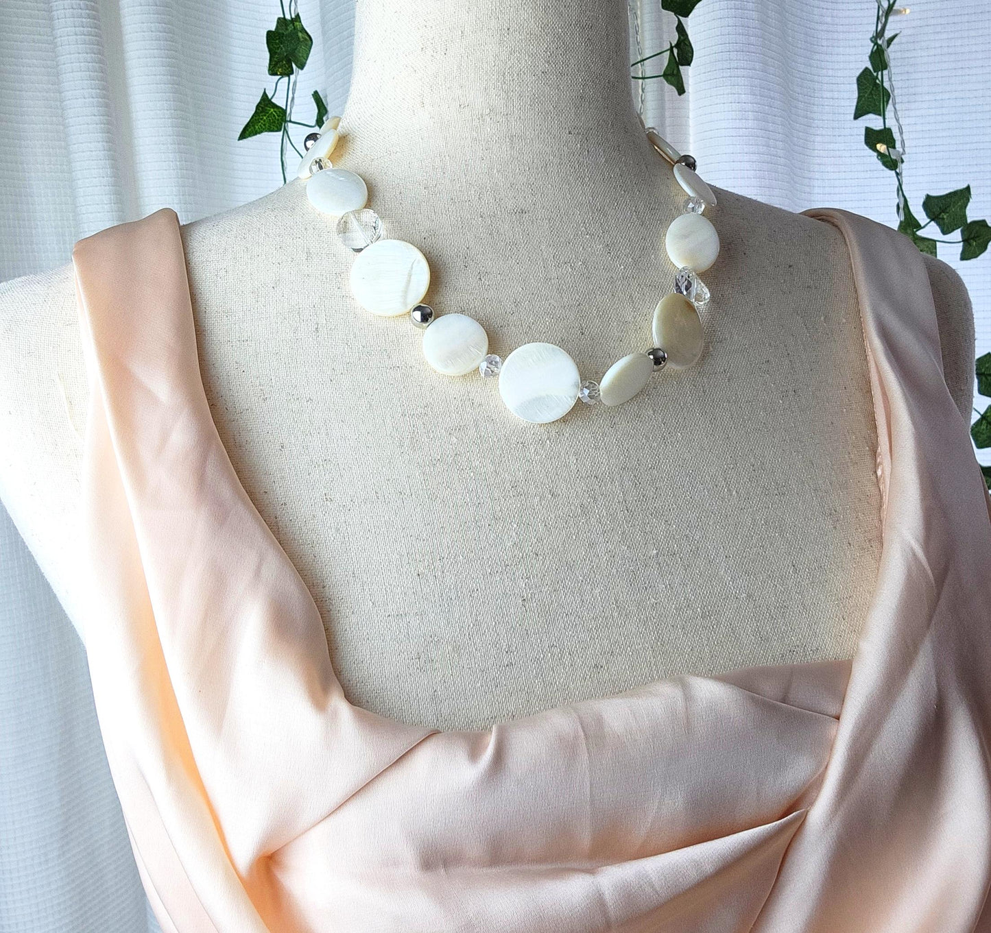 Flat White Bead Necklace