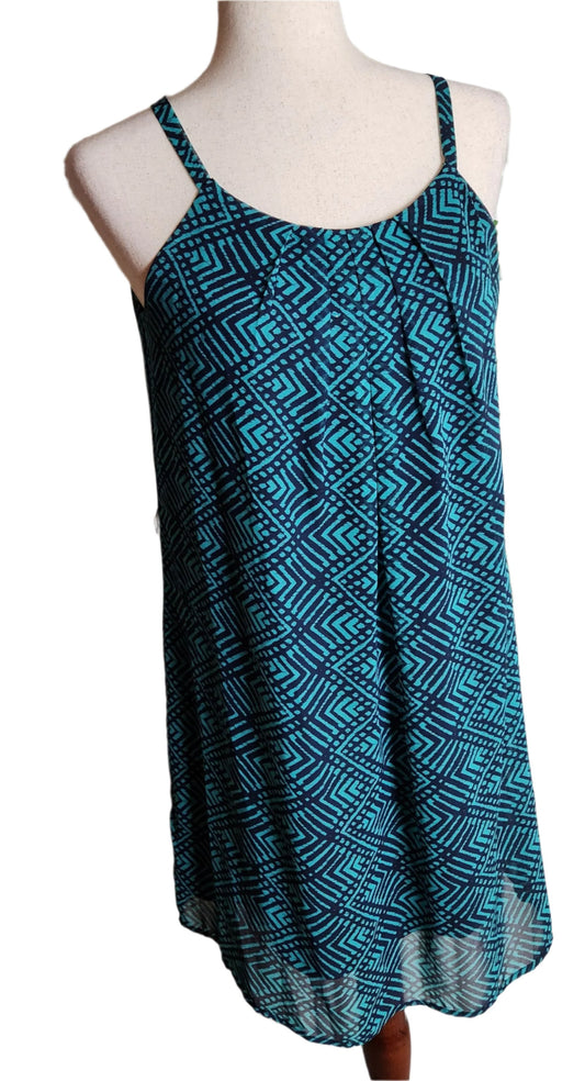 Size L Sweet Storm Turquoise & Navy Dress