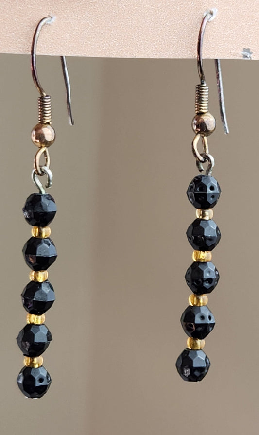 Dangly Little Black Bead Earrings