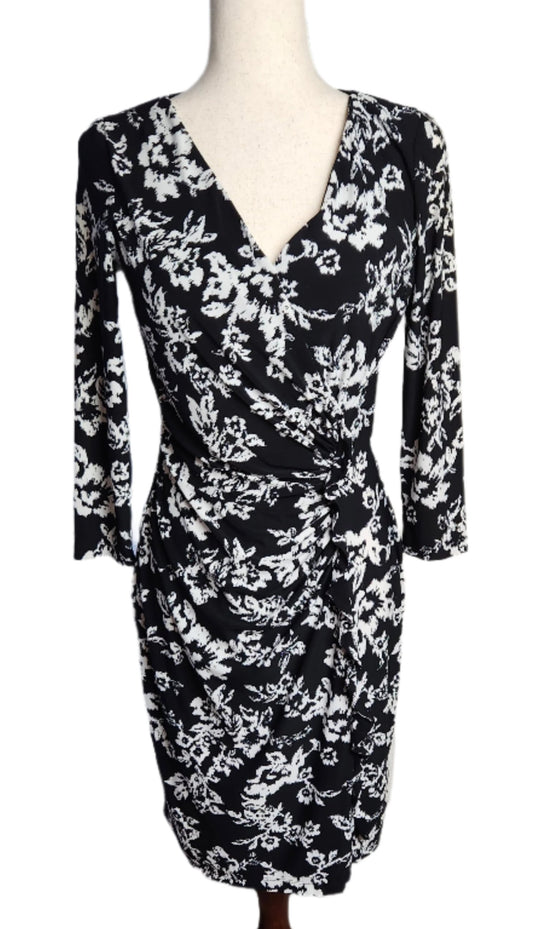 Size S Black / White CHAPS Dress with 3/4 Sleeves