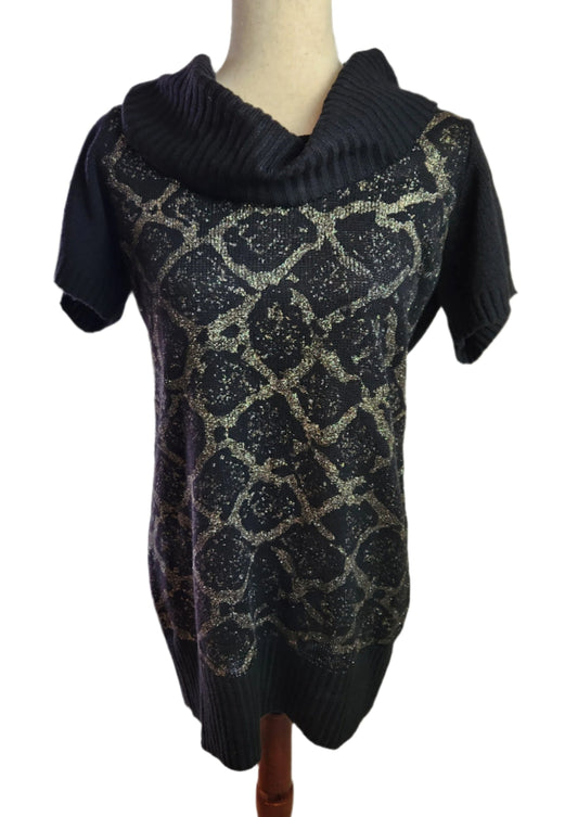 Size L Ab Studio Glittery Black Sweater Dress