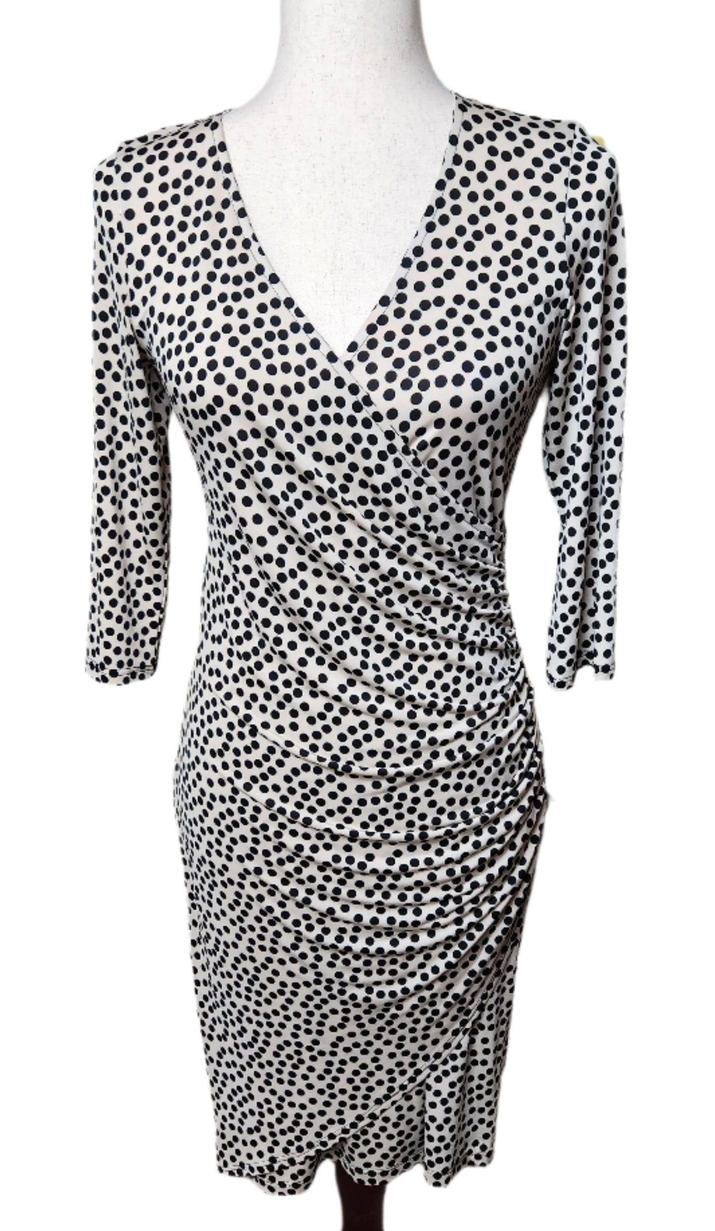 Size M Tan Polka Dot Dress by Michael Farrell