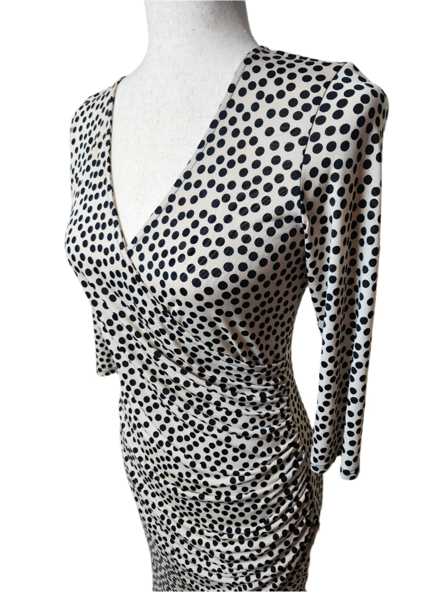 Size M Tan Polka Dot Dress by Michael Farrell