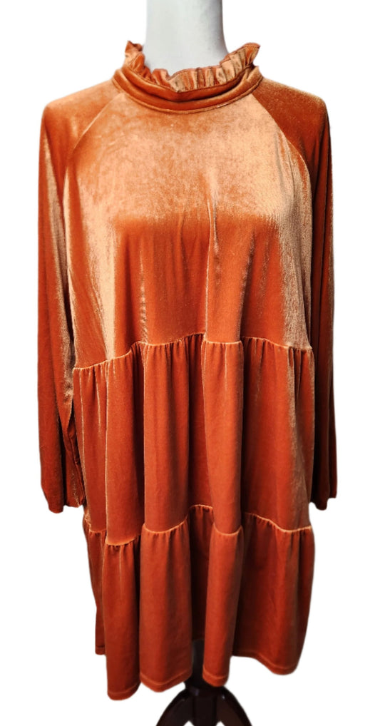 Size XXL Velvet Orange Dress by Monki