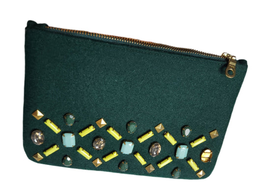 Forest Green Jeweled Clutch / Purse