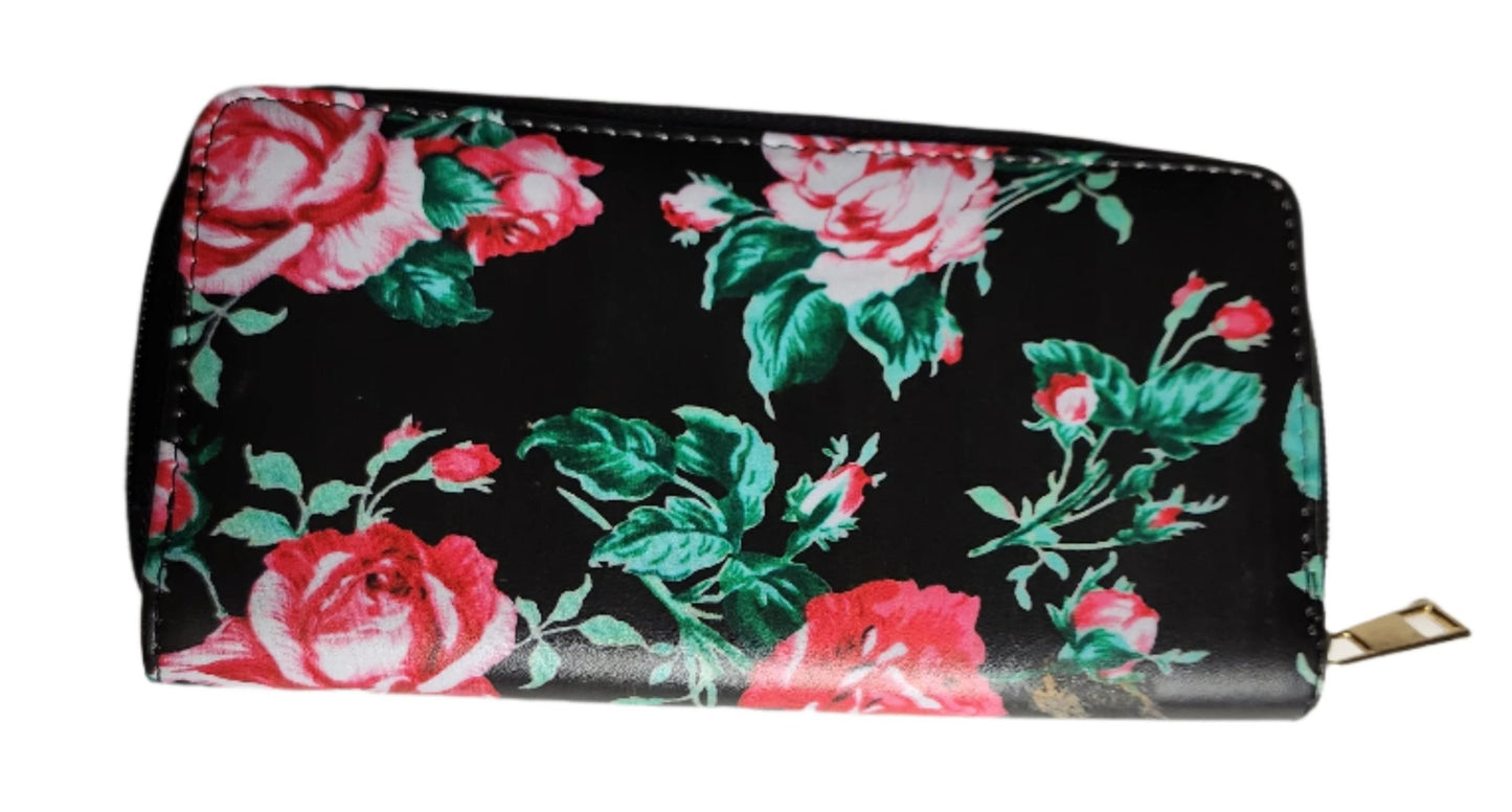 New Black Floral Wallet