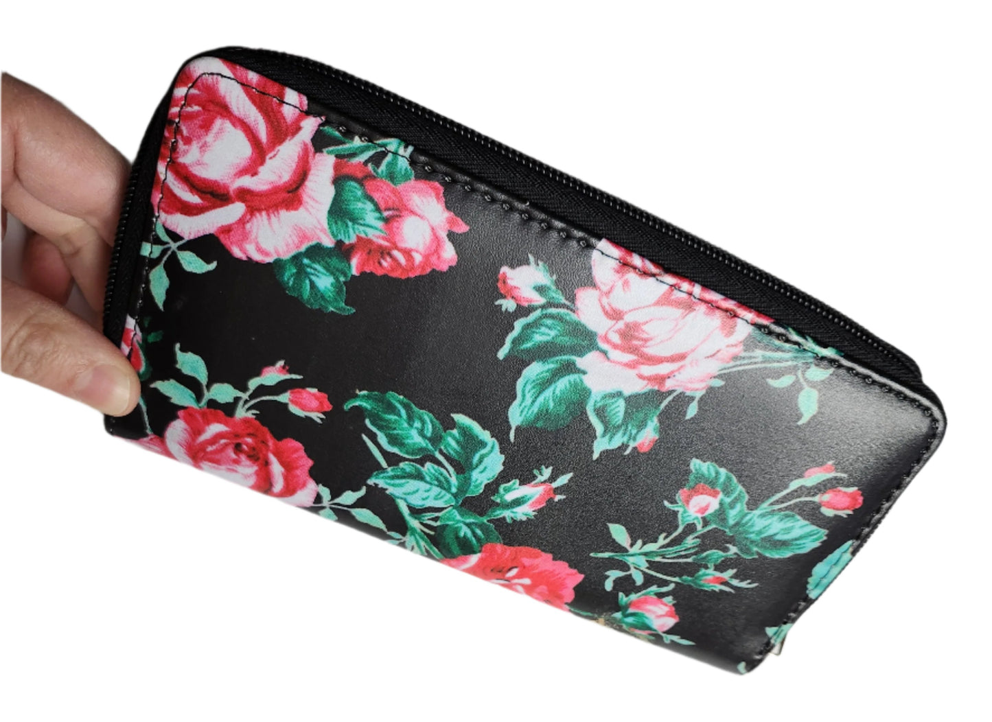 New Black Floral Wallet