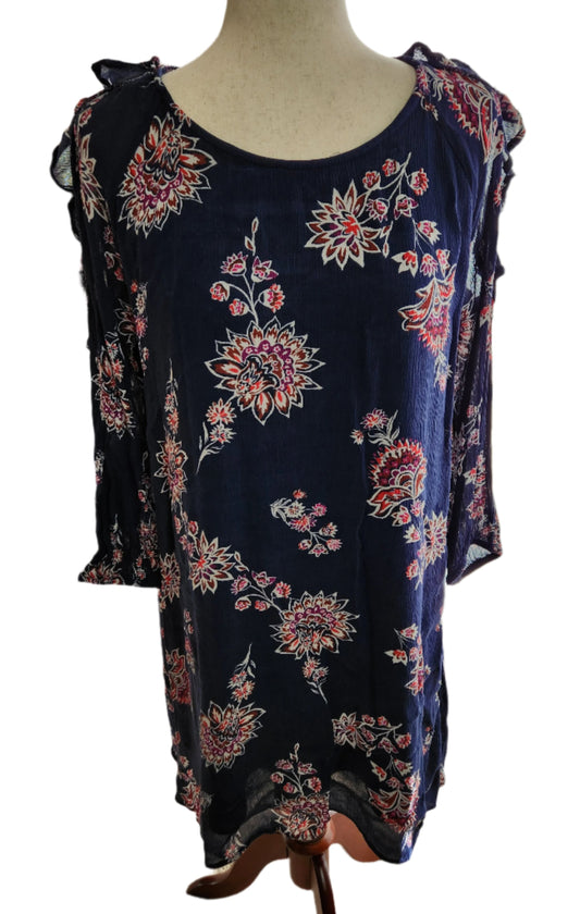 Size M Navy Floral Cold Shoulder Dress by Old Navy